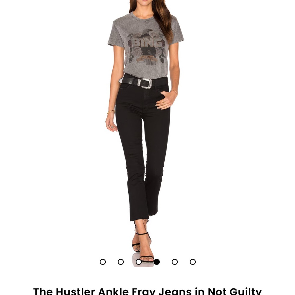 Mother Hustler Black Ankle Fray Jeans